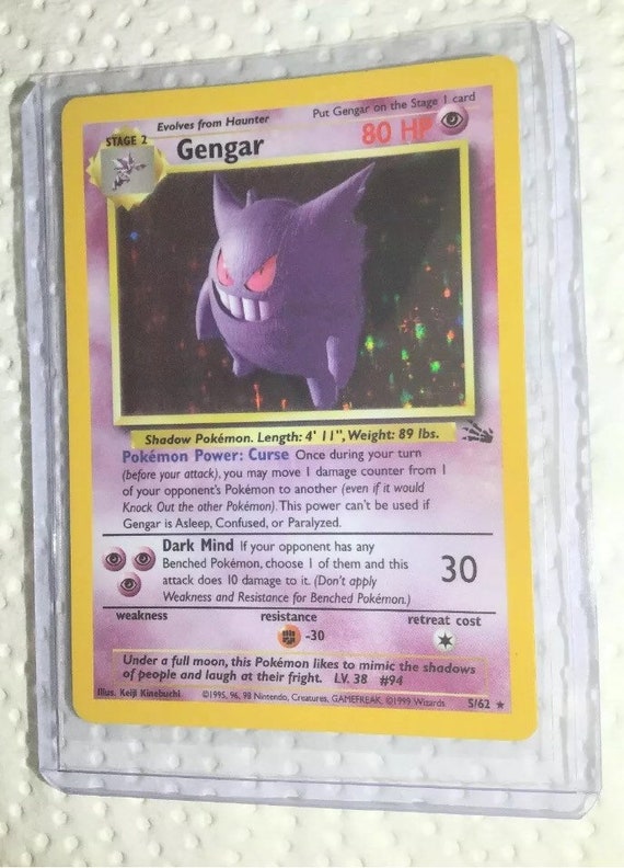 gengar pokemon card GENGAR - 3/3 - Fossil Set - Holo - Pokemon Card - Exc / Near Mint - Vintage