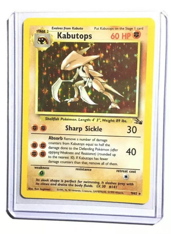 KABUTOPS - 9/62 - Fossil Set - Holo - Pokemon Card - Exc / Near Mint -  Vintage
