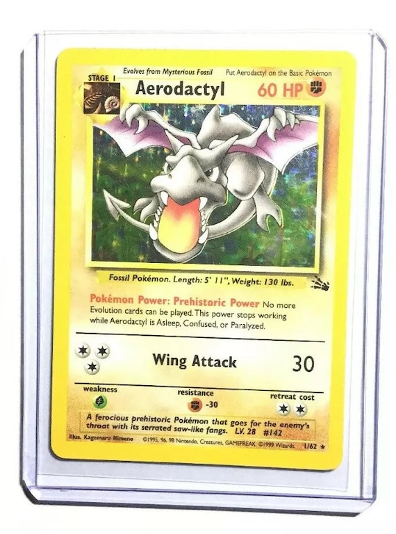 POKEMON Card FOSSIL AERODACTYL #1/62 Black Star Rare Holo Foil