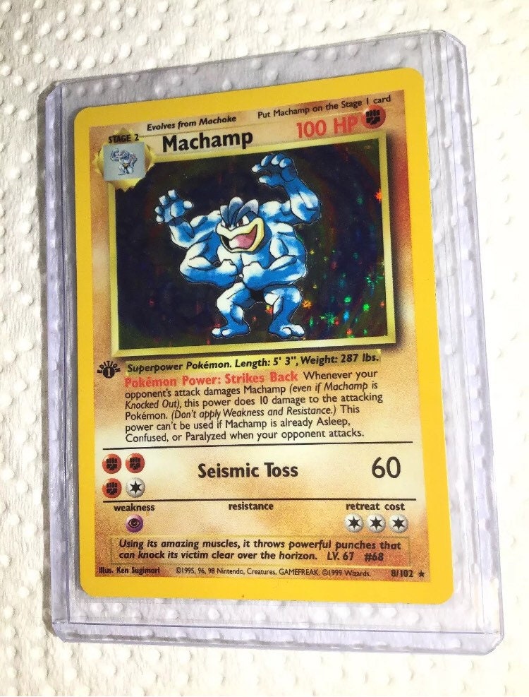 machamp pokemon card 1995 Pokemon Card FULL ART Pack! main image 1