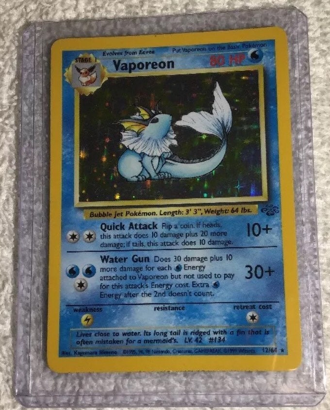 VAPOREON - 12/64 - Jungle Set - Holo - Pokemon Card - Exc