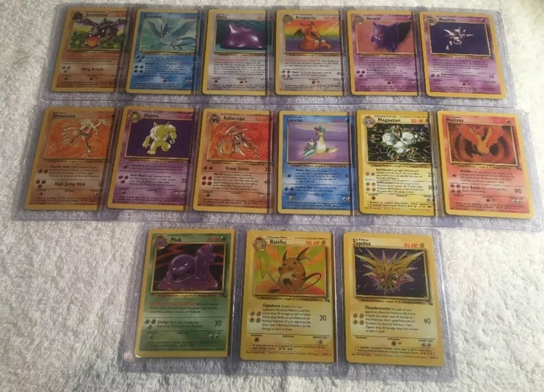 POKEMON Original Fossil Set 62/62 Complete Vintage Set Includes Zapdos