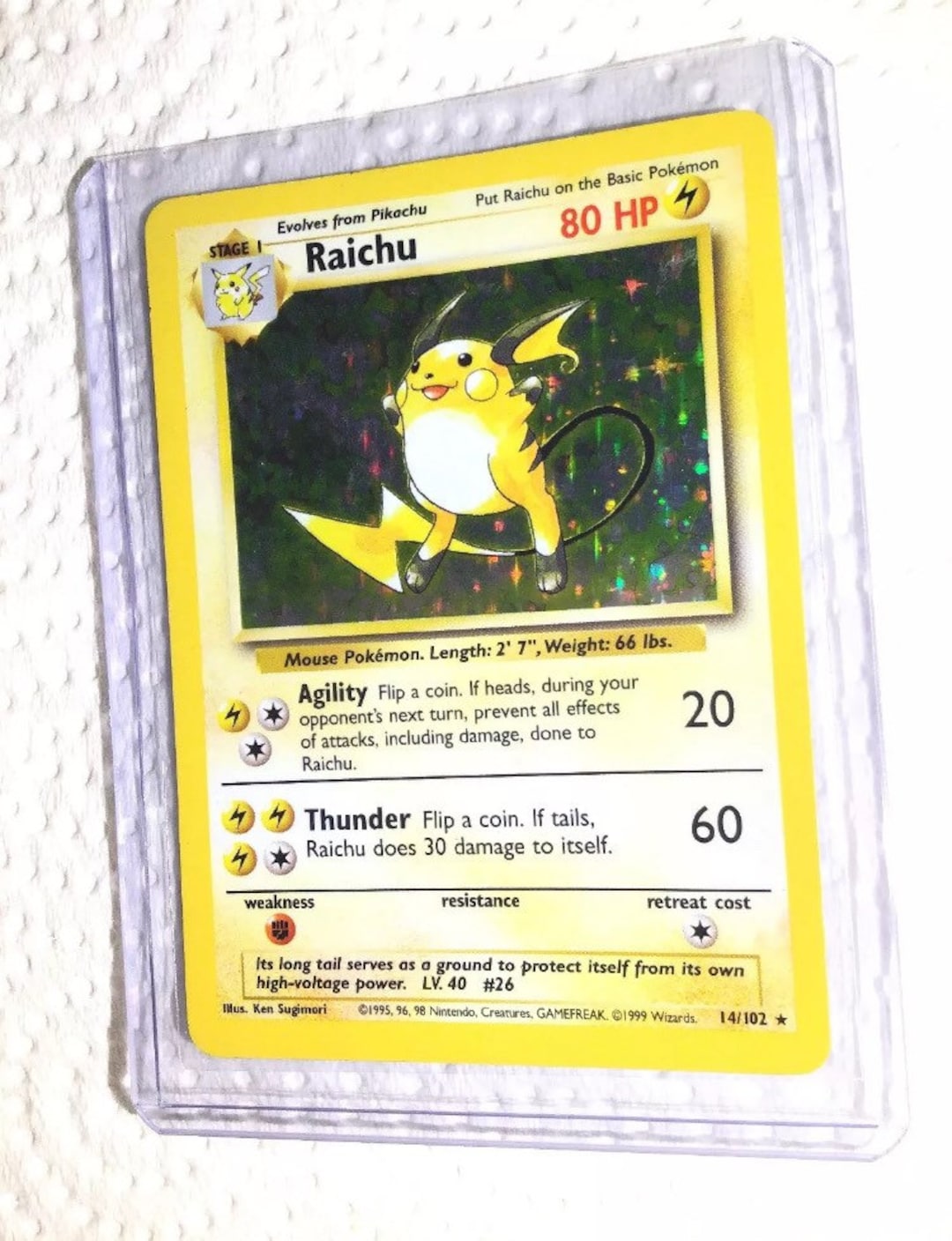 RAICHU - 14/102 - Base Set - Holo - Pokemon Card - Exc / Near Mint -  Vintage - Etsy