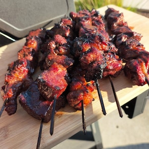 Heavy Duty Twisted Steel Skewers | 14 Inch Metal BBQ Grill Kabob Sticks - Pre-Seasoned Grilling Gift Packs.