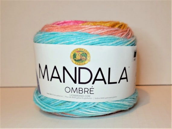 Hilo Mandala Ombré Lion Brand - Madeja De 315m, 100% Acrílico, Colores Suaves, Ideal Para Tejer Y Crochet