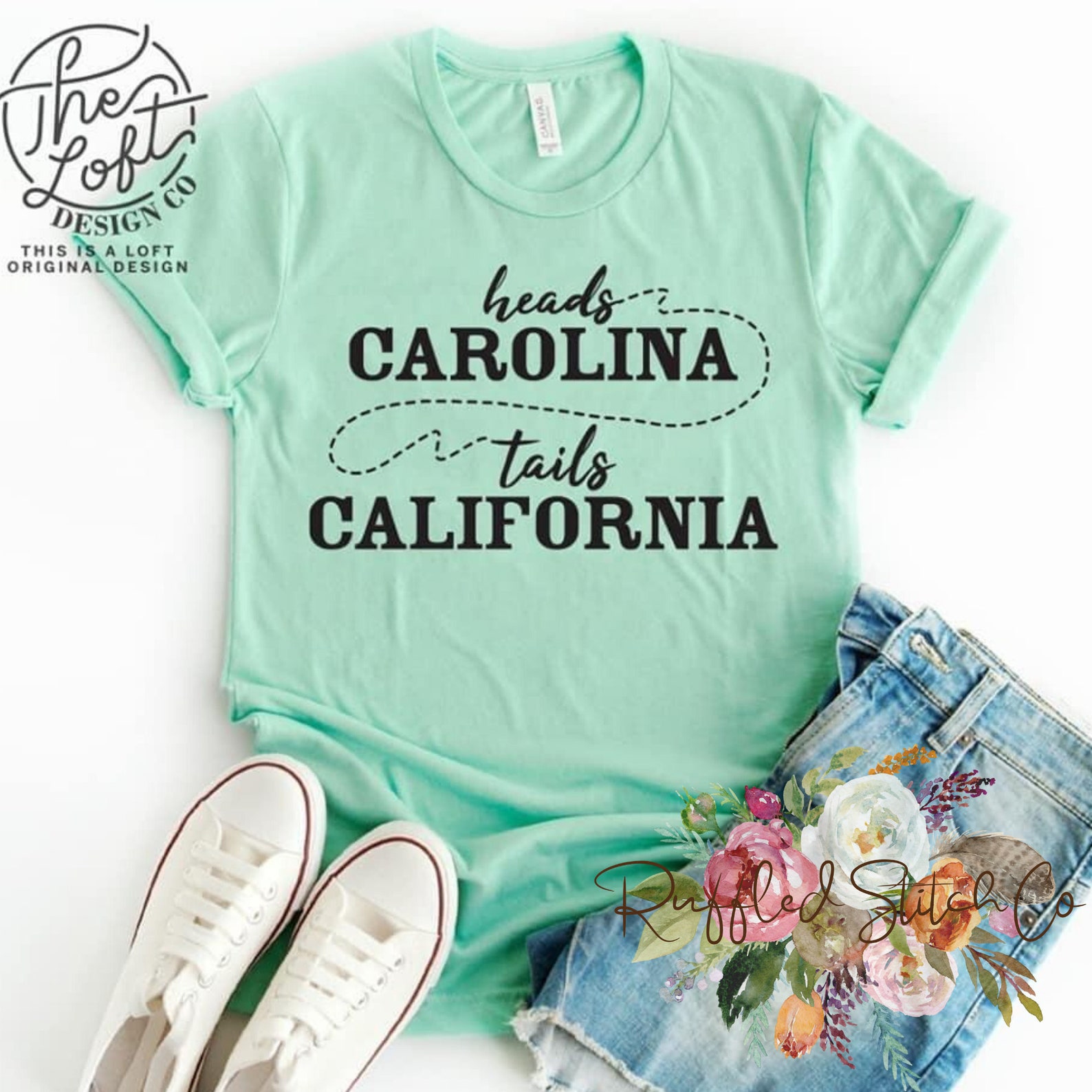 Heads Carolina Tails California Tee Shirt Etsy