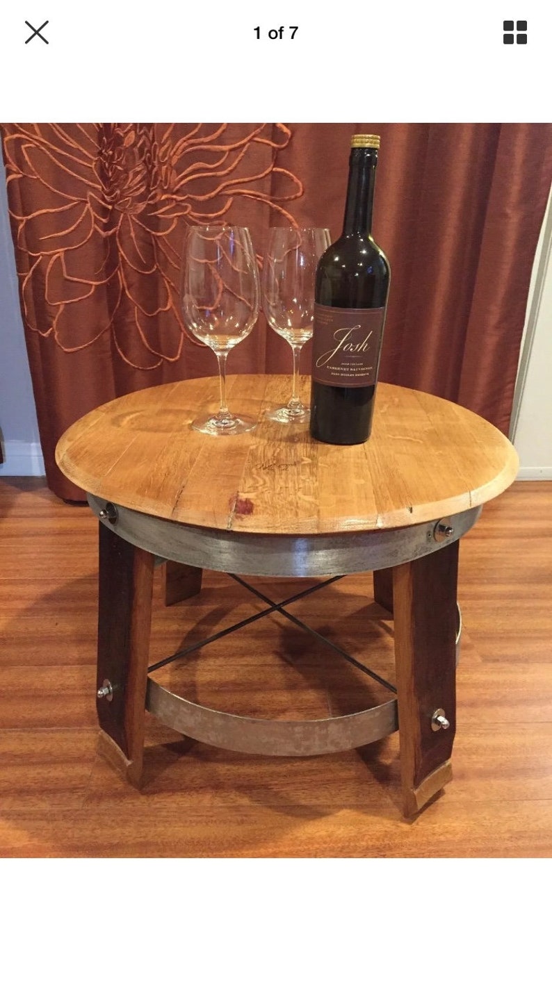 Wine Barrel Head Side Coffee Table