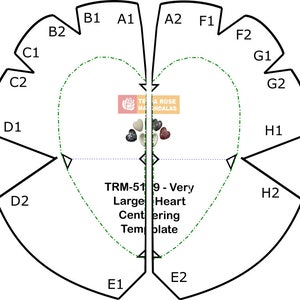 VERY LARGE Heart Printed Centering Template PDF File for Heart Shaped Rocks of Gypsum/Cement Rock Painting Dot Mandalas