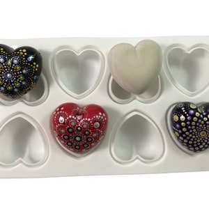 HEART-8 Cavity Heart Shaped Silicone Mold for Gypsum/Cement Heart Shaped Rocks for Rock Painting Dot Mandalas
