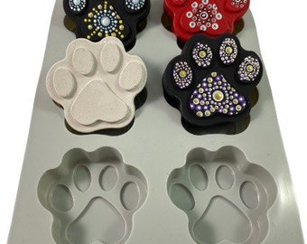 DOG PAW Silicone Mold - 6 Cavity Dog Paw Shaped Silicone Mold for Gypsum/Cement Dog Paw Shaped Rocks for Rock Painting Dot Mandalas