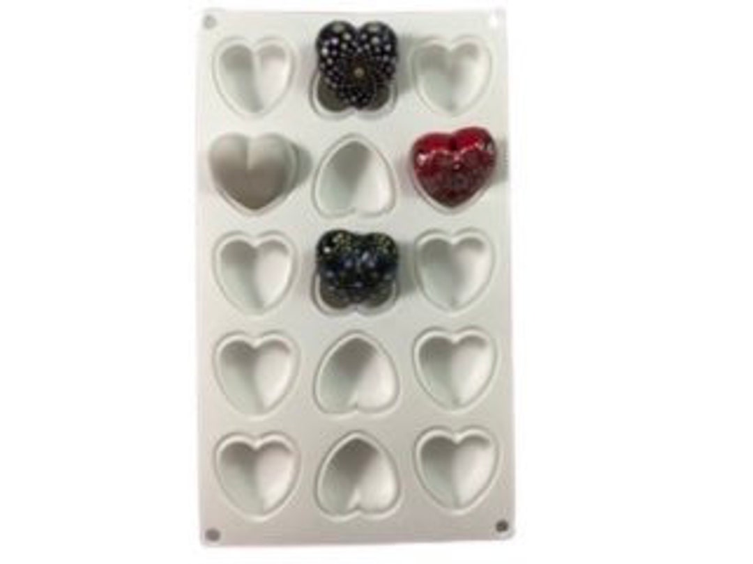 SMALL HEART Silicone Mold 15 Cavity Heart Shaped Silicone Mold for Gypsum/cement Hearts for ...