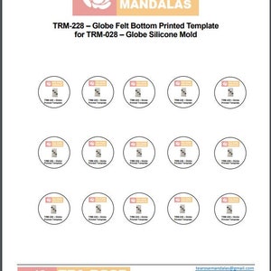 GLOBE Printed Template PDF File for Felt Cut Outs for Shaped Rock Bottoms of Gypsum/Cement Rock Painting Dot Mandalas
