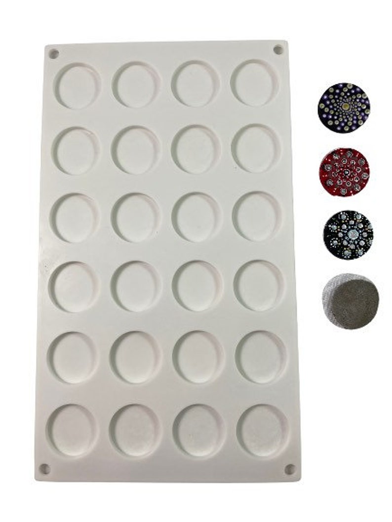 VERY Very SMALL DISC Silicone Mold 24 Cavity Disc Shaped Silicone Mold for Gypsum/Cement Globe Shaped Rocks for Rock Painting Dot Mandalas image 3