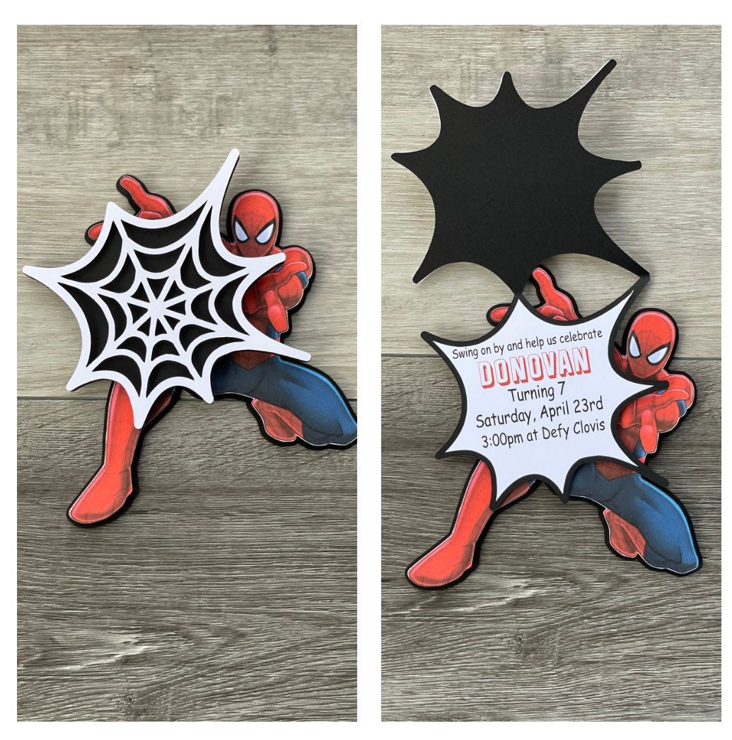 SpiderMan Birthday Invitation Spiderman Party SupeHero Invitations Boy Birthday Party Invitation 3D Invitation Pop up