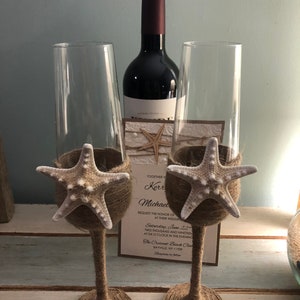 Set of Rustic Starfish Toasting Glasses, beach wedding, starfish, beach decor