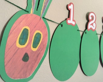 Very Hungry Caterpillar Photo Banner - NB-12 Hungry Caterpillar First Birthday - Eric Carle Party - Monthly Photo Banner