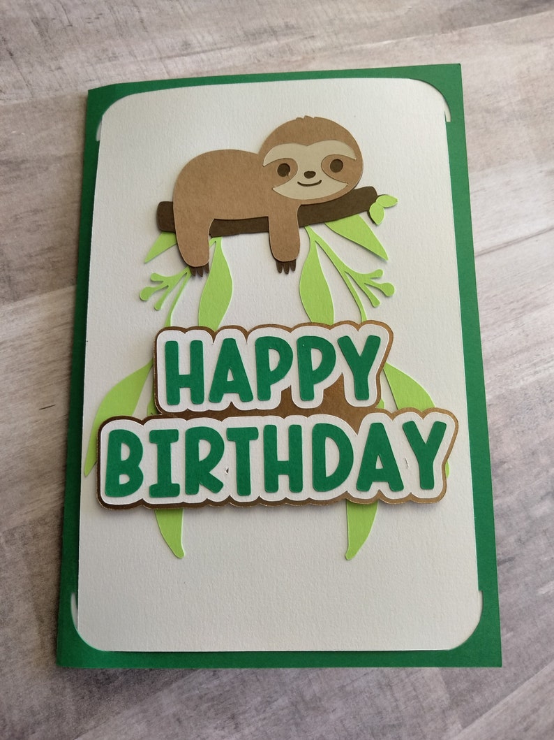 Sloth Birthday Card, Jungle Theme Birthday, Sloth Lover Card, Birthday ...