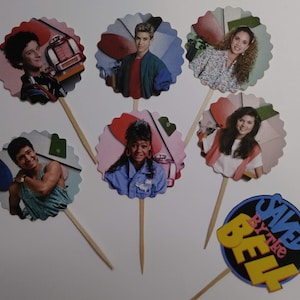 Saved by the Bell cupcake toppers - 80s theme - Retro cupcake toppers