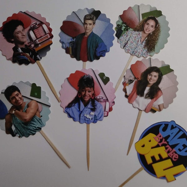Saved by the Bell cupcake toppers - 80s theme - Retro cupcake toppers
