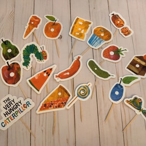 Very Hungry Caterpillar Cupcake Toppers - Hungry Caterpillar Theme- Eric Carle Party