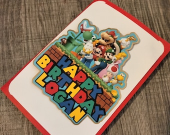 Super Mario Birthday Card, Mario Theme Birthday, Nintendo Lover Card, Gaming birthday card, Birthday Card for Grandchildren