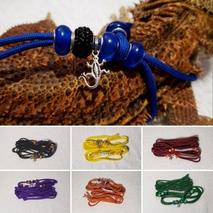 Lizard Leash Harness, adjustable & personalized. Available in 6 lengths in 12 dazzling colors one size fits all. Gift for lizard owner. image 1