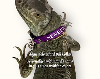 Personalized Adjustable Lizard Bell Collar: Multiple Sizes