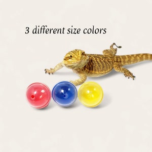 Bearded Dragon Treat Balls, Multicolor 2 50mm, set of 3 Lizard Toy Balls each with different size hole. Gift for reptile enthusiast. image 3