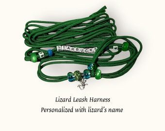 Personalized Adjustable Lizard Leash Harness; One Size Fits All: Multiple Sizes & Colors