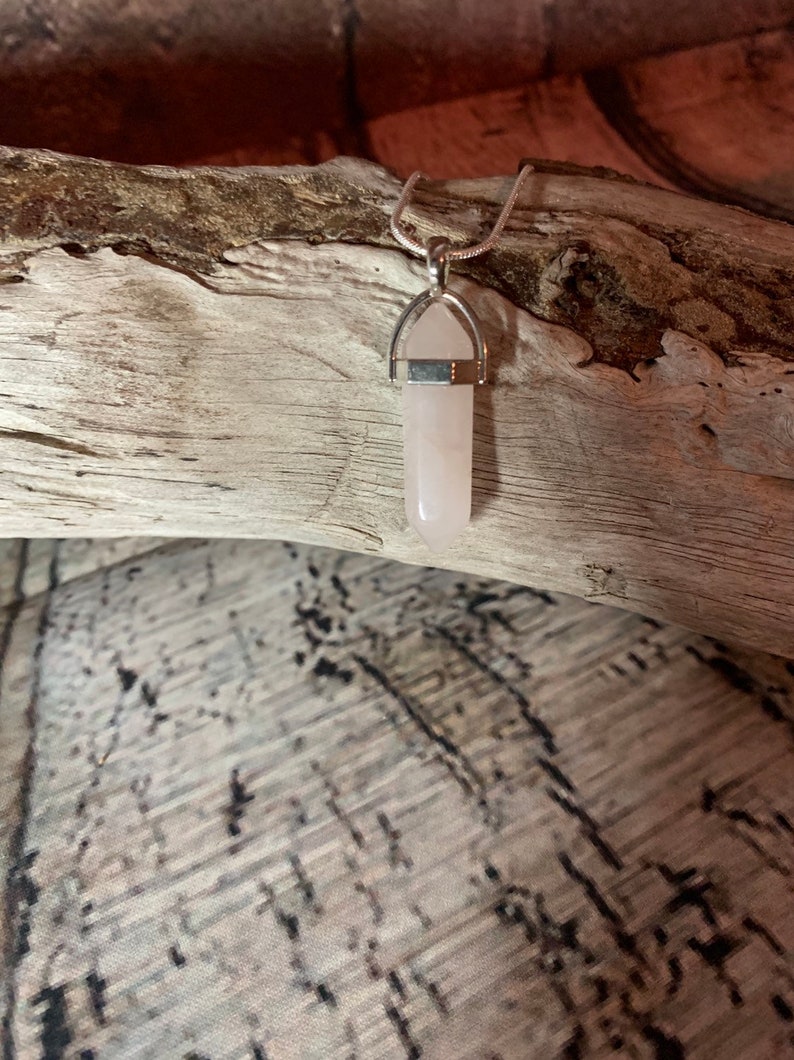 Rose Quartz pendant necklace reiki chakra wiccan pagan