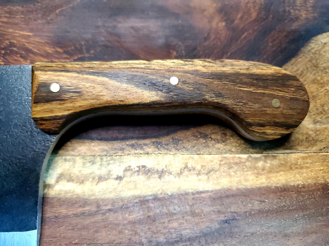 Hand Japanese style meat cleaver w/ Bocote wood handles Etsy