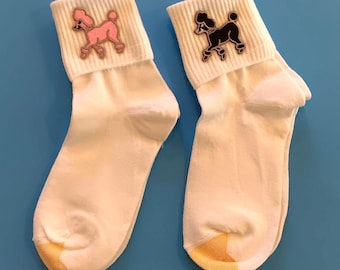 Bobby Socks, Pink Poodle, Or Black Poodle. Adult Shoe Size 6-9 And 8-13