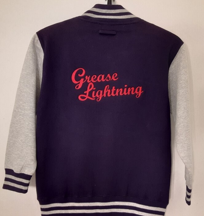 Letterman Grease Lightning Jacket Embroidered Youth XL Shown. This