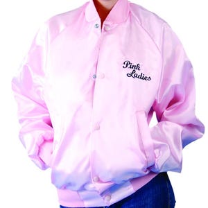 Pink Ladies Satin Jacket.  USA Made Jacket, Adult Sizes. Has Flannel Lining. Same Day Shipping.