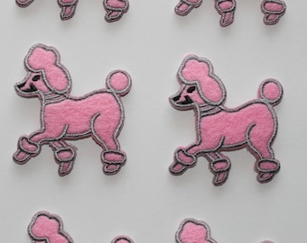 Pudel Applikationen Größe 44 Kann aufgenäht werden, Stoff kleben, auch aufbügelbar. Insgesamt sechs Pudel. Farb-Option Verfügbar wie abgebildet.