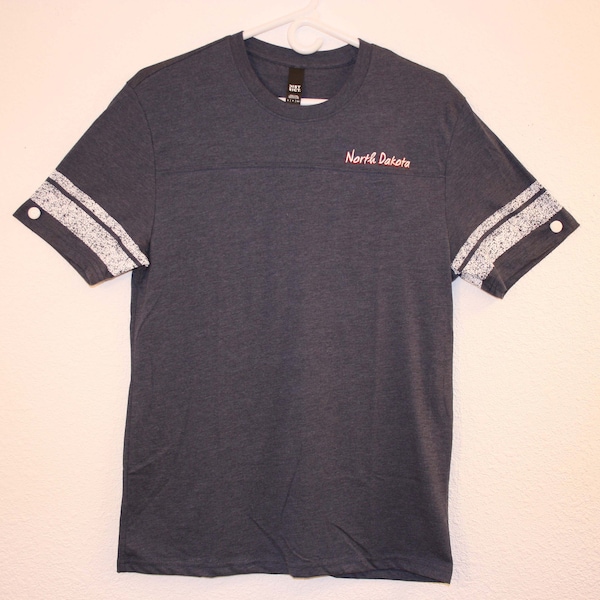 North Dakota Embroidered Men's T-Shirt Same Day Shipping