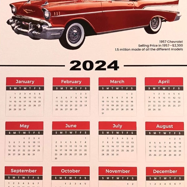 2024 Classic Car Calendars Etsy Vintage Car Calendar 2025