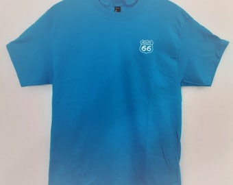 Route 66 Shirt Embroidered Cotton Colors Charcoal, Teal, Royal Blue. Hanes Brand.