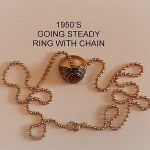 1950's Going Steady Ring. Back in the high school days very popular item. This is a new custom made ring & chain.