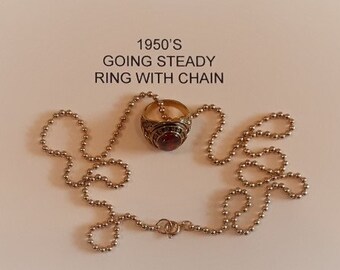 1950&#39;s Going Steady Ring. Back in the high school days very popular item. This is a new custom made ring & chain.
