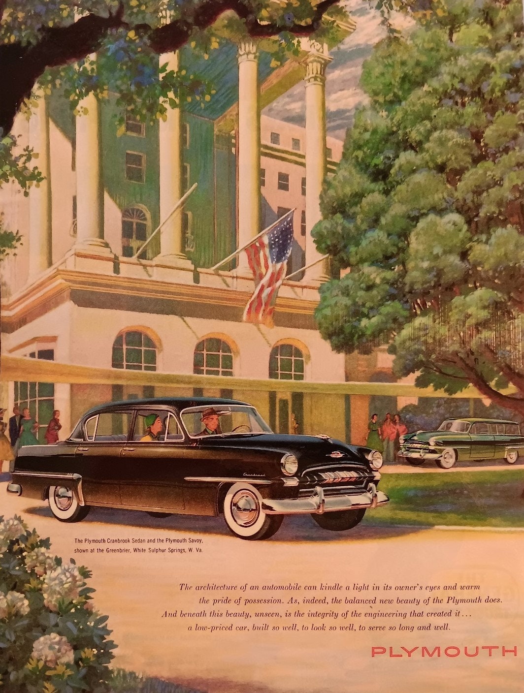 Plymouth Car From A 1953 Magazine Ad 14X11 Laminated