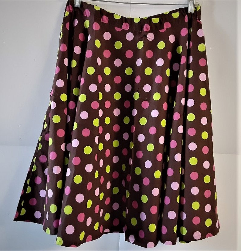 Polka Dot Ladies Skirt Multi Colored Dots Waist Is 34 and Stretches To 36/' Length Is 28.