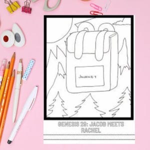 Jacob Meets Rachel - Genesis 29 Coloring Page | Bible Study Digital Download