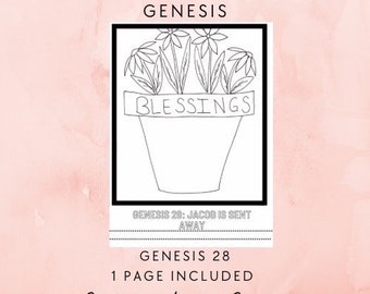 Genesis 28: Jacob is Sent Away, A Digital Download Coloring Page, Print Yourself and Color the Way You Wish, Genesis Coloring Page