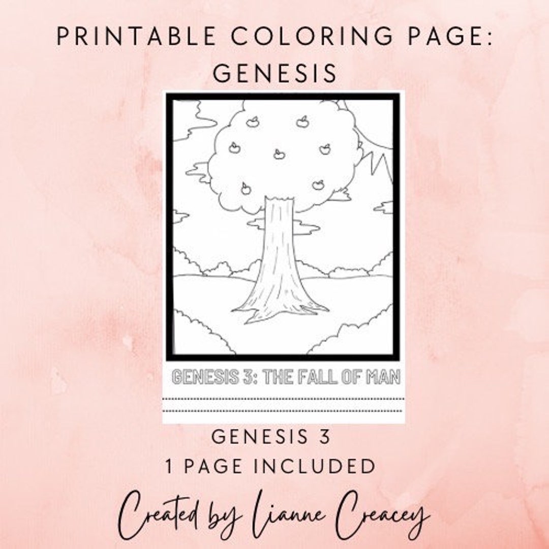 Genesis 3 the Fall of Man, A Digital Download Coloring Page, Print