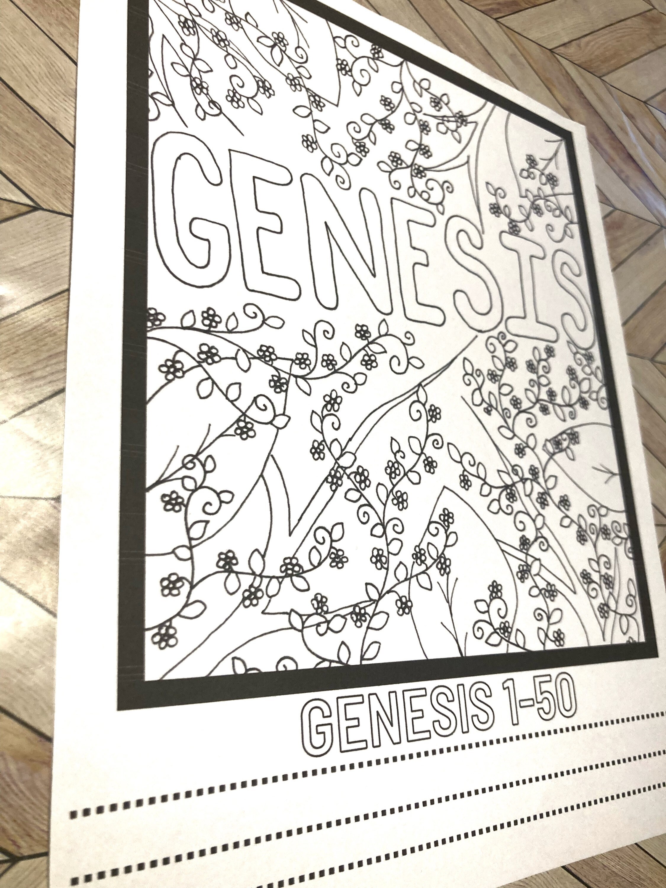 Genesis Coloring Page Cover Page Digital Copy Print at Your Etsy Ireland