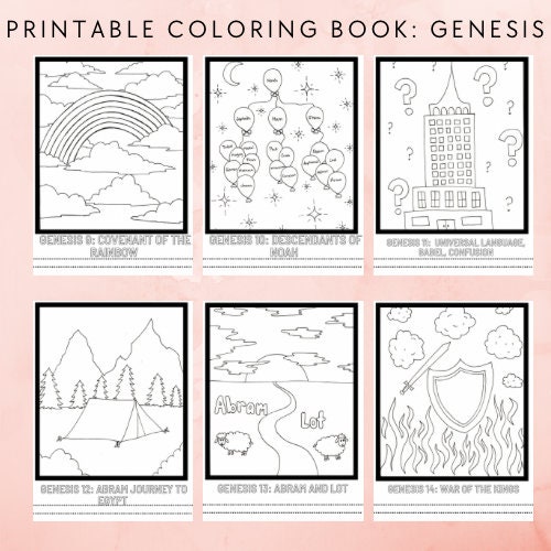 Genesis Coloring Book, Bible Study, Digital Download, Print at Home and