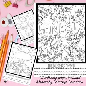 Genesis Malbuch | Druckbare Glaubens-basierte Malseiten | Christliche Schrift | Inspirierender digitaler Download