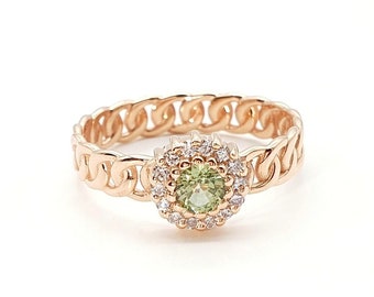 green sapphire gold ring