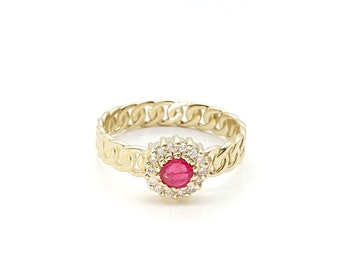 Roter Rubin Diamanten Ring